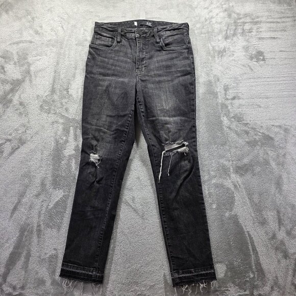 KUT from the Kloth Jeans Womens 00 Black Reese Fab Ab High Rise Straight Ripped - Picture 1 of 10